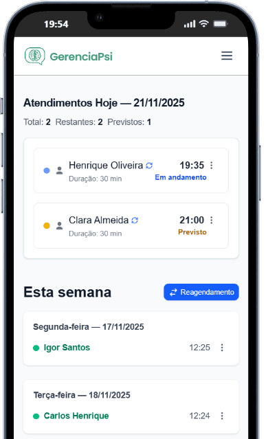 Preview do Dashboard GerenciaPsi - Interface moderna de gerenciamento para psicólogos
