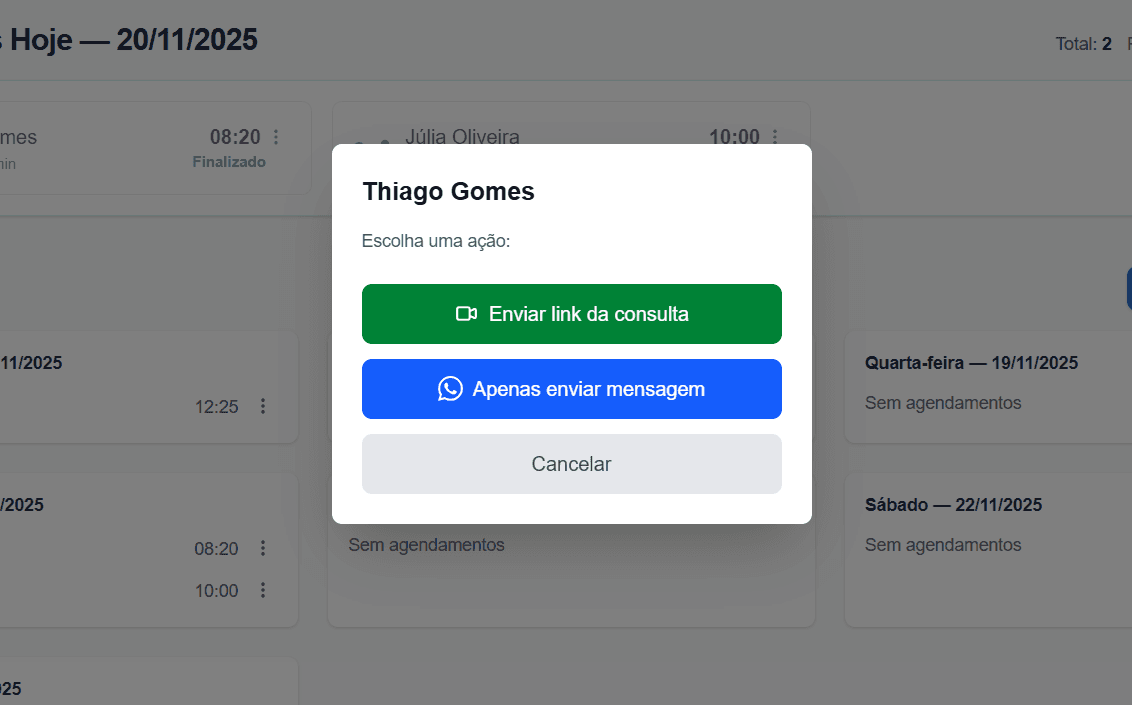 Integração Google Calendar e Meet - Sincronização automática